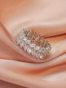 Cubic Zirconia Decor Ring - Silver - View 2