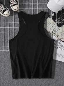 Manfinity Homme Men Letter & Floral Print Tank Top - Black - View 2