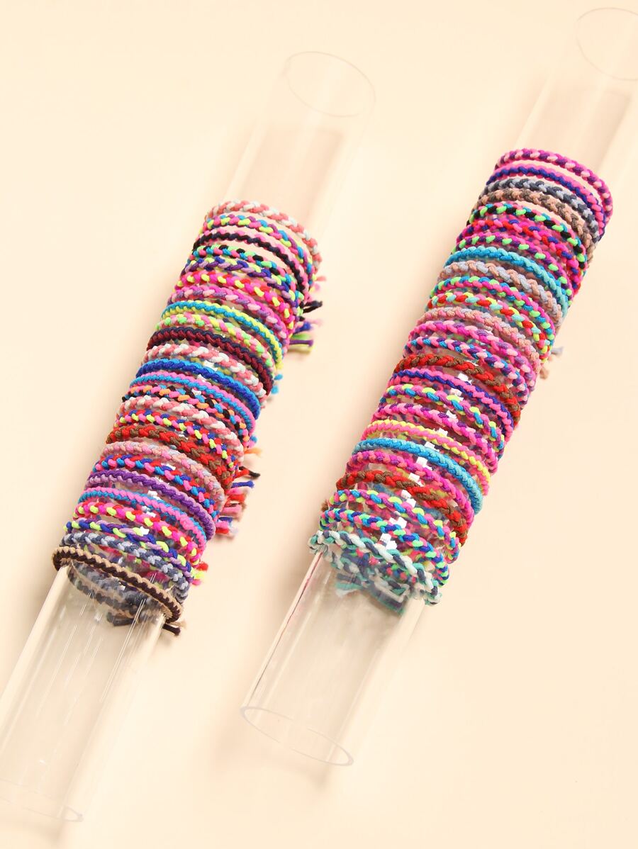 50 stuks gevlochten haarelastiekjes, casual haaraccessoires, paardenstaart, haarelastiekjes, haarkoorden, haarelastiekjes, haaraccessoires, rubberen bandjes, zomer, vakantie, reizen