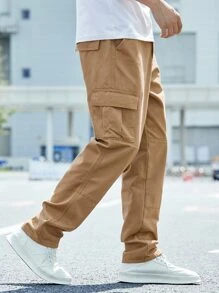 Manfinity Homme Men Cotton Flap Pocket Side Cargo Jeans - Camel - View 4