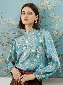 MOTF X Van Gogh INSPIRED Top sedoso floral de cuello alto - Multicolor - Ver 1