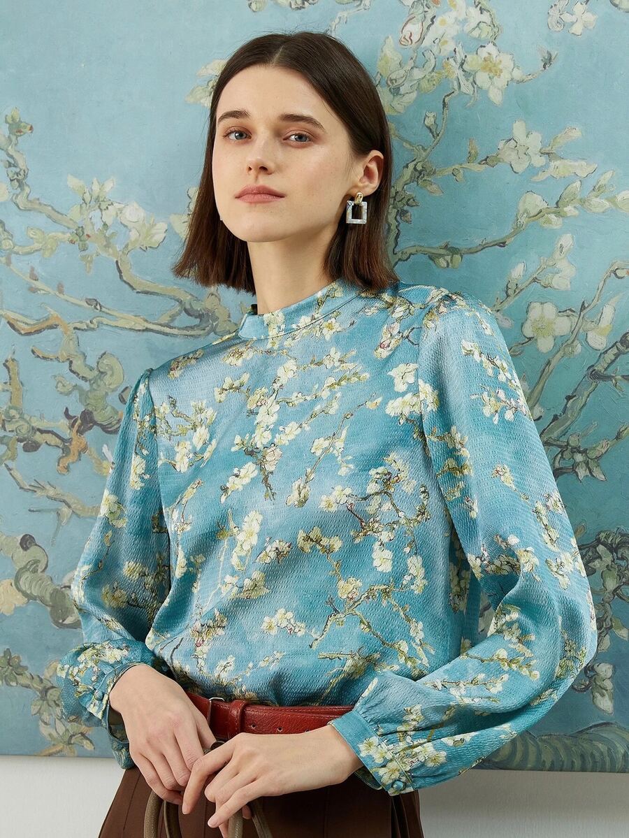 MOTF X Van Gogh INSPIRED Top sedoso floral de cuello alto - Multicolor - Ver 1