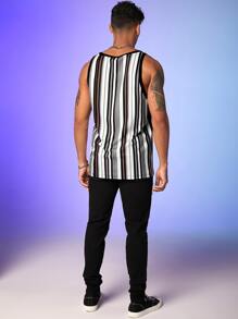 GENTILAND Hombres Top tank de rayas - Multicolor - Ver 2