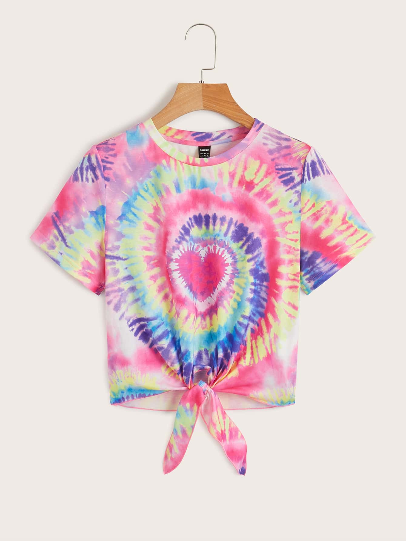 多巴胺穿衣法漩渦紮染下擺打結T恤 - 彩色 - 查看 1