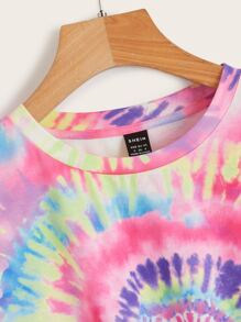 多巴胺穿衣法漩渦紮染下擺打結T恤 - 彩色 - 查看 3