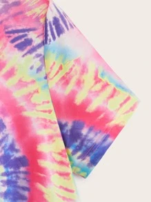 多巴胺穿衣法漩渦紮染下擺打結T恤 - 彩色 - 查看 4