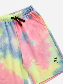 SHEIN Boys Tie Dye Tee & Drawstring Waist Track Shorts - Multicolor - View 4