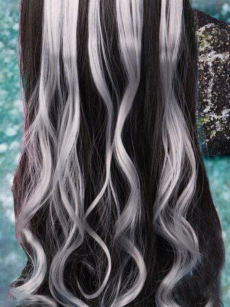 Goth 3 piezas Extensión del pelo con clip largo rizado sintético
