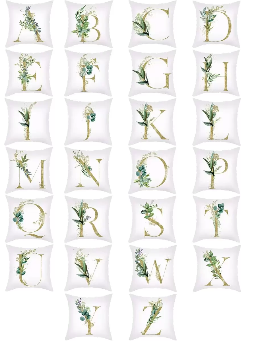 1pc Plant & Letter Graphic Cushion Cover, Modern Throw Pillow Case, Pillow Insert Not Include, For Sofa, Living Room