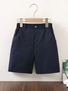SHEIN Shorts Solides Pour Garçon Au Milieu De L'adolescence Avec Poches En Biais