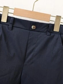 SHEIN Shorts Solides Pour Garçon Au Milieu De L'adolescence Avec Poches En Biais