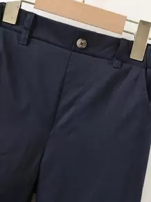 SHEIN Shorts Solides Pour Garçon Au Milieu De L'adolescence Avec Poches En Biais