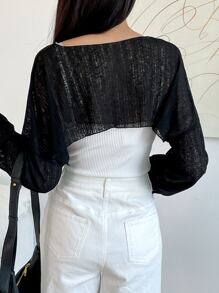 DAZY Top súper corto con hombros caídos - Negro - Ver 2