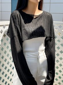 DAZY Top súper corto con hombros caídos - Negro - Ver 6