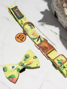 1pc Floral Pattern Bow Decor Pet Collar - Multicolor - View 2