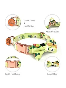 1pc Floral Pattern Bow Decor Pet Collar - Multicolor - View 3