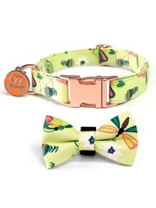 1pc Floral Pattern Bow Decor Pet Collar - Multicolor - View 4