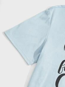 Men Buffalo Plaid & Slogan Graphic PJ Set - Blue and White - View 4