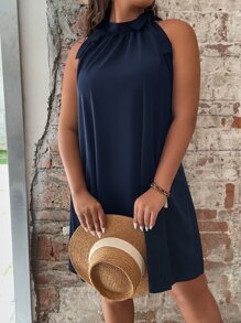 SHEIN LUNE Vestido túnico con diseño de lazo - Azul Marino - Ver 1