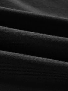 SHEIN EZwear Trang phục mùa hè Áo thun crop top cổ tròn - màu đen - Xem 3