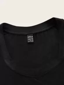 SHEIN EZwear Trang phục mùa hè Áo thun crop top cổ tròn - màu đen - Xem 4