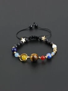Fashionable and Popular Men Stone & Star Decor Bracelet for Jewelry Gift and for a Stylish Look - Multicolor - View 1