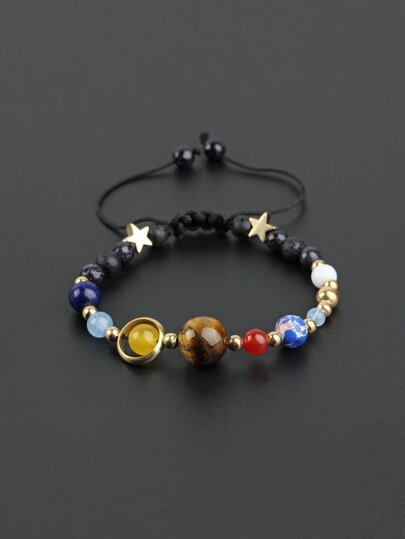 Fashionable and Popular Men Stone & Star Decor Bracelet for Jewelry Gift and for a Stylish Look