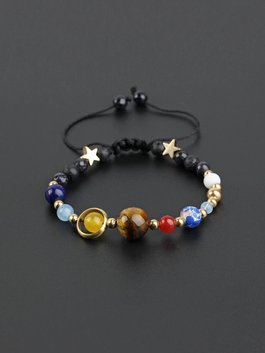 Fashionable and Popular Men Stone & Star Decor Bracelet for Jewelry Gift and for a Stylish Look - Multicolor - View 1