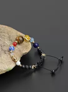 Fashionable and Popular Men Stone & Star Decor Bracelet for Jewelry Gift and for a Stylish Look - Multicolor - View 2