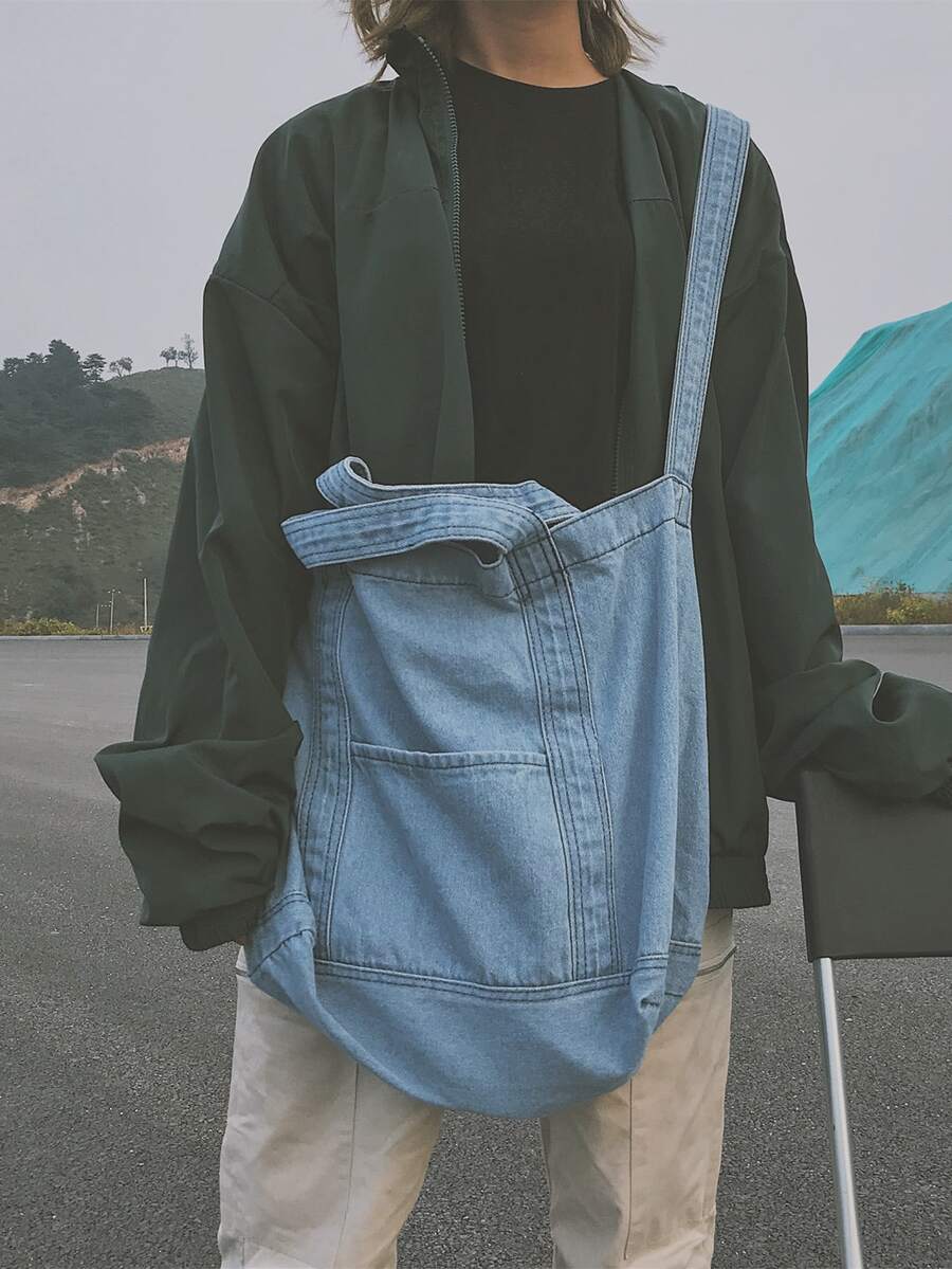 Bolsa de compras de gran capacidad mezclilla - Celeste - Ver 1