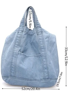 Bolsa de compras de gran capacidad mezclilla - Celeste - Ver 5