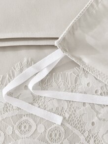 Lace Decor Duvet Cover Set Without Filler - Light Grey - View 4