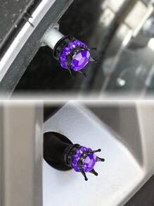 4pcs Rhinestone Crown Design Car Tire Valve Cap - Purple - View 3
