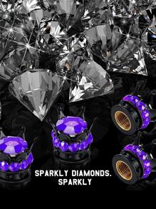 4pcs Rhinestone Crown Design Car Tire Valve Cap - Purple - View 8