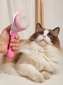 1 peine para depilación de mascotas, limpiador de pelo para gatos, peine para pelo de peluche, cepillo para pelo de perro - Rosa - Ver 1