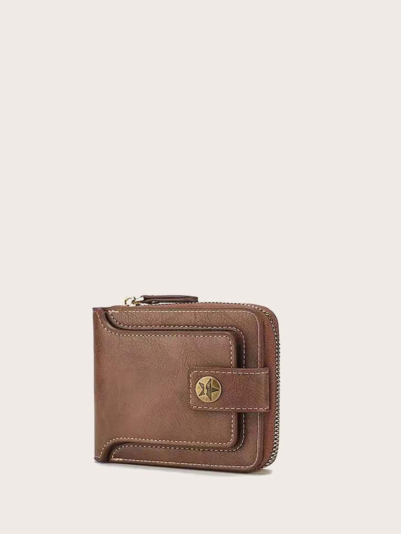 Men Button Decor Zipper Around Credit Card Small Bi-Fold Small Pouch Men Women Wallet Dad Gifts Thin Lightweight Portable ID Card Cash Minimalist Fashion Modern Business Anniversary On Valentine Day For Birthday Gift Male Men Women Wallet Men Women Wallet Ladies Wallet Teacher Gift For Boyfriend Husband Gifts Uncle Gifts For Brothers Man Gift Ideals Gift Bag Present Business Casual School Supplies Teacher Gifts Back To School For Men Wallet Purse Wallet Small Wallet Men Wallet Leather - Brown - View 3