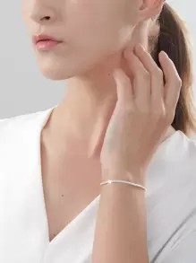 1 vòng tay trang sức bằng đồng chuỗi tối giản - Bạc - Xem 1