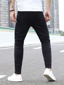 Manfinity Men Ripped Skinny Jeans - Black - View 3