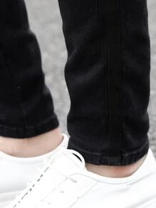 Manfinity Men Ripped Skinny Jeans - Black - View 8