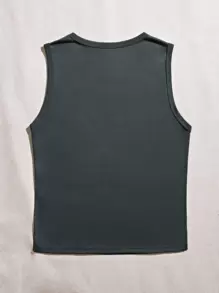 SHEIN LUNE Camiseta sin mangas con estampado de cactus y luna para mujeres - Gris Oscuro - Ver 2