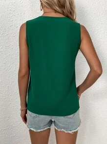 SHEIN LUNE Guipure Lace Panel Blouse - Green - View 2