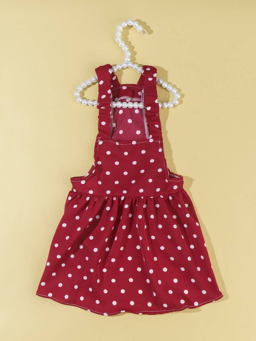 1入組波點圖案寵物連衣裙 - 紅色 - 查看 1