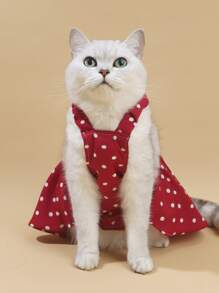 1入組波點圖案寵物連衣裙 - 紅色 - 查看 2