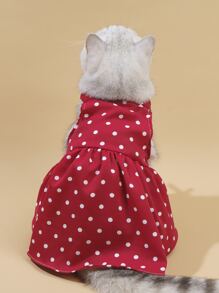 1入組波點圖案寵物連衣裙 - 紅色 - 查看 3