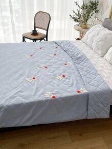Badminton Embroidered Bedspread - Dusty Blue - View 5