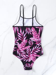 SHEIN Swim Summer Plant Print One Piece Swimsuit - Multicolor - View 5