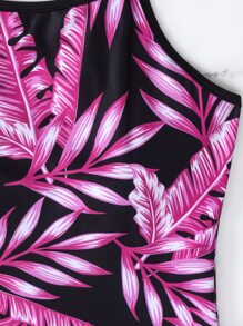 SHEIN Swim Summer Plant Print One Piece Swimsuit - Multicolor - View 6