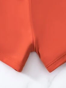 Swim Lushoire Summer Beach Random Tropical Print Tankini Set Hanky Hem Cami Top & Drawstring Boxer Shorts 2 Pieces Swimwear - Orange - View 9