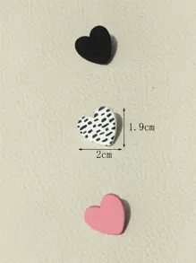 3 pares Pendientes de botón con corazón - Multicolor - Ver 4