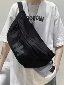 Men Letter Graphic Waist Bag Chest Bag College Bag Dad For Books Multi-Functional Winter Fanny Pack Bum Bag Shoulder Bag Rider Bag Black Bag Student Large Capacity Outdoor Vacation Travel Side Bags Hip Bag Bag For Men Gifts For Men Men Bag Travel Essentials Holiday Essentials Summer Back To School Belt Bag Pack Belt Bag Spring School Supplies Belts - Black - View 1